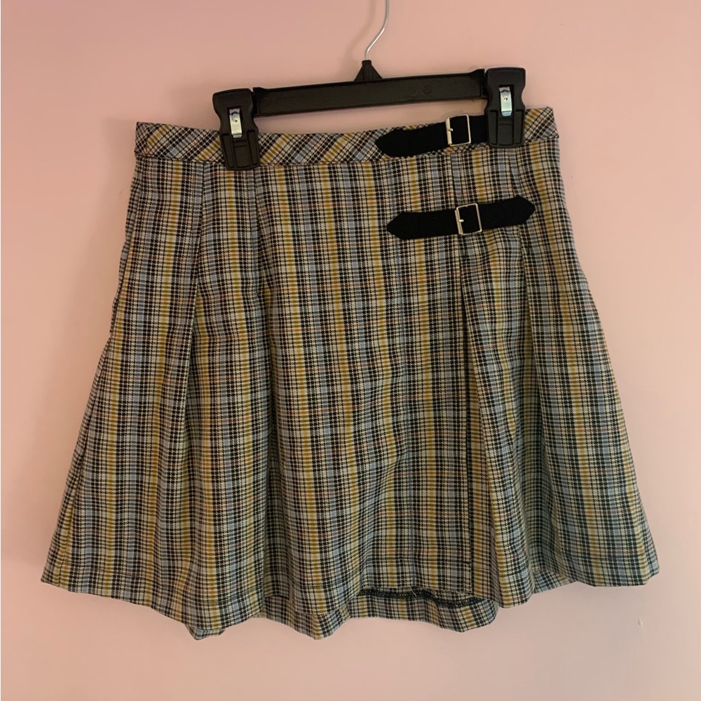 Plaid Skater Skirt with Pleats
